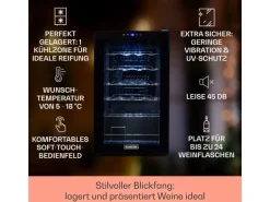 Klarstein Shiraz 24 Uno Weinkühlschrank 63 L 24 Flaschen Touch-Bedienfeld 5-18°C