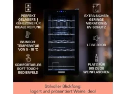 Klarstein Shiraz 28 Uno Weinkühlschrank 74 L 28 Flaschen Touch-Bedienfeld 5-18°C