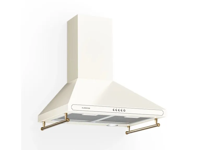 Klarstein Victoria Dunstabzugshaube 60cm Retro-Design 644,5m³/h 2 LED-Lampen Creme