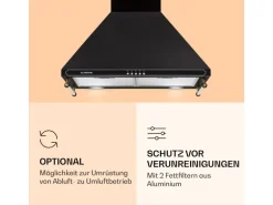 Klarstein Victoria Dunstabzugshaube 60cm Retro-Design 644,5m³/h 2 LED-Lampen Schwarz