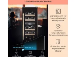 Klarstein Vinovilla Victoria 17 Duo Weinkühlschrank 2 Kühlzonen Touch 17 Flaschen 4 Regale