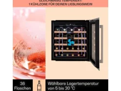 Klarstein Vinsider 36 Built-In Uno Einbau-Weinkühlschrank 36 Flaschen 92 L Edelstahl