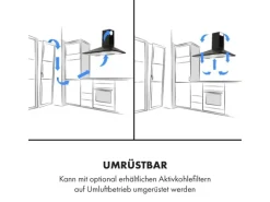 Klarstein Zugspitze 90 Dunstabzugshaube Wandanbau 65W 330m³/h LED Schwarz