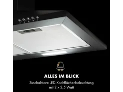 Klarstein Zugspitze 90 Dunstabzugshaube Wandanbau 65W 330m³/h LED Schwarz