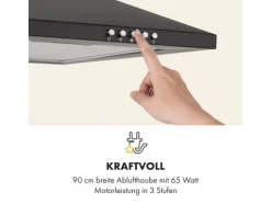 Klarstein Zugspitze 90 Dunstabzugshaube Wandanbau 65W 330m³/h LED Schwarz
