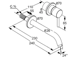 Kludi Unterputz Waschtisch Zweiloch Wand-Einhandmischer BOZZ in Chrom