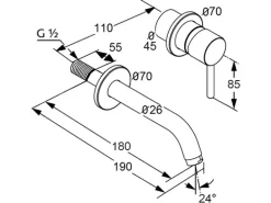 Kludi Unterputz Waschtisch Zweiloch-Wand-Einhandmischer BOZZ in Chrom