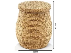 Kobolo Aufbewahrungskorb Wäschekorb aus Geflochtener Wasserhyazinthe