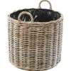 Kobolo Pflanzkorb Übertopf Pflanzkübel  Rattan Kubu Grey Rund mit Folie