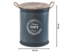 Kobolo Wäschekorb LOFT ANTHRAZIT Gr L 40x52 cm Metall Holz Deckel Griffe