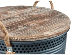 Kobolo Wäschekorb LOFT ANTHRAZIT Gr L 40x52 cm Metall Holz Deckel Griffe