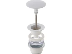 Kronenbach Ablaufventil Schaftventil rund und kurz für Waschtisch ohne Überlauf in Weiß Matt