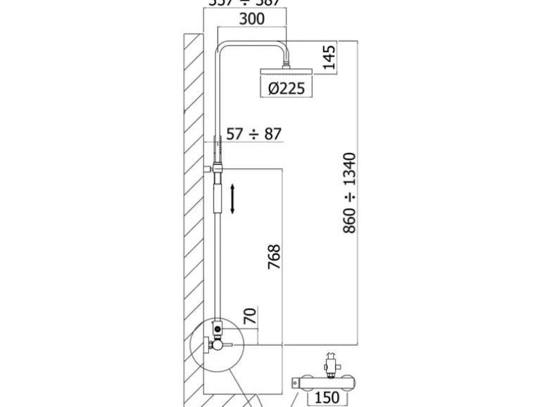 Kronenbach Duschsystem 2.0 rund mit Einhebelmischer und Kopfbrause 22,5 cm in Chrom