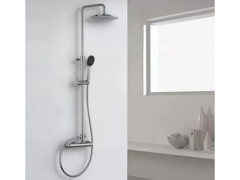 Kronenbach Duschsystem 2.0 rund mit Einhebelmischer und Kopfbrause 22,5 cm in Chrom