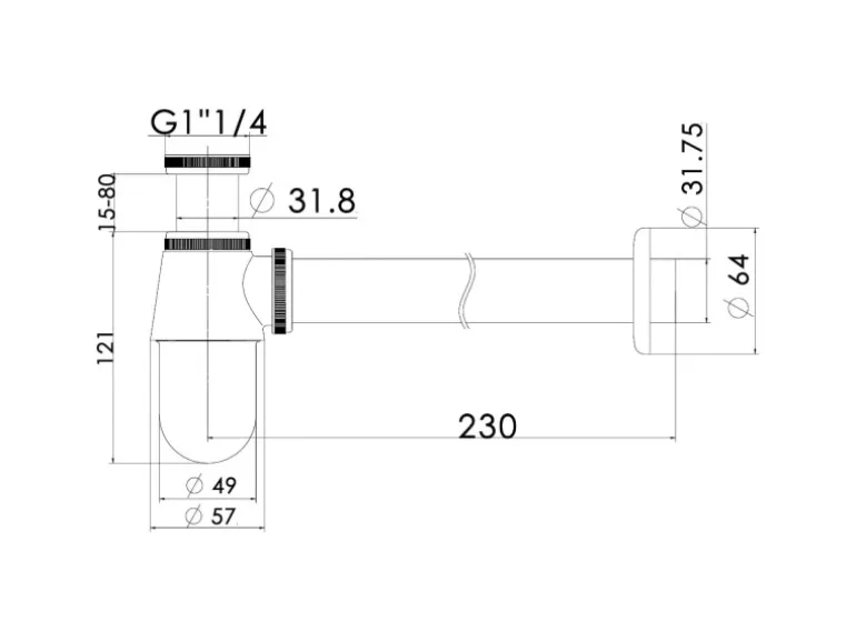 Kronenbach Tassensiphon 5/4 Zoll Serienübergreifend in Chrom