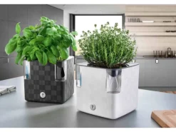 Kräutertopf mit Bewässerungssystem 14 cm x 14 cm x 14 cm Weiß