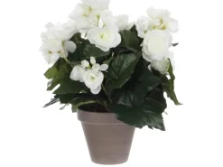 Kunstblume Begonia Weiß Topf-Ø 11,5 cm H 30 cm, Ø: 25 cm