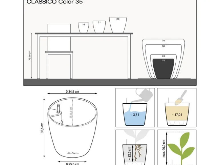 Lechuza® Pflanzgefäß Classico Color 35 Weiß Ø 35 cm