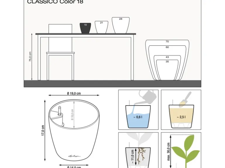 Lechuza® Pflanzgefäß Classico Color 18 Weiß Ø 18 cm