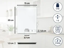 Leifheit Küchenwaage Page Compact 300 Weiß 20 cm x 15 cm x  1,3 cm