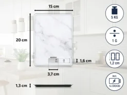 Leifheit Küchenwaage Page Compact 300 Marble 20 cm x 15 cm x 1,3 cm Weiß