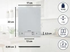 Leifheit Küchenwaage Page Comfort 300 Slim 17 cm x 22 cm x 1 cm Grau