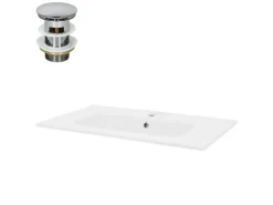 LuxeBath Waschbecken aus Keramik Weiß 81x16,5x46 cm mit Ablaufgarnitur