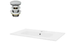 LuxeBath Waschbecken aus Keramik Weiß 81x16,5x46 cm mit Ablaufgarnitur