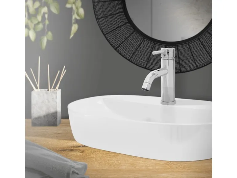 LuxeBath Wasserhahn Bad Klein für Badezimmer Chrom Messing Rund Mischbatterie