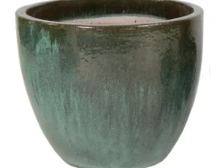 M Collections Pflanztopf Glasiert Egg Pot Ø 38 cm x 32 cm Grün