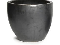 M Collections Pflanztopf Glasiert Egg Pot Ø 38 cm x 32 cm Schwarz