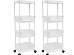 MAKLIK Küchenrollwagen 2er Set mit Körben 35x24x100 cm Weiß