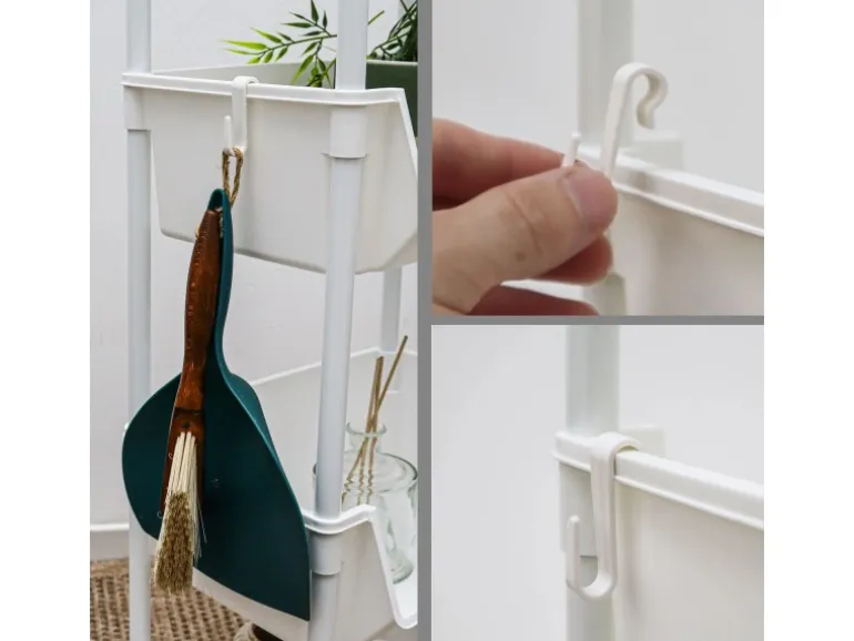 MAKLIK Küchenrollwagen 2er Set mit Körben 35x24x100 cm Weiß