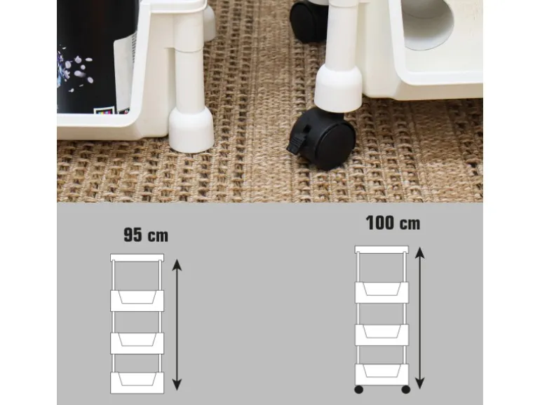 MAKLIK Küchenrollwagen 2er Set mit Körben 35x24x100 cm Weiß