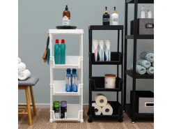 MAKLIK Küchenrollwagen 2er Set mit Körben 35x24x100 cm Weiß