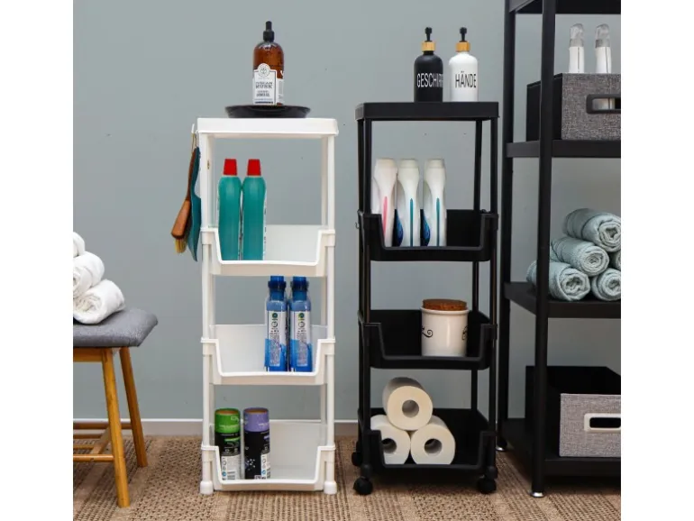 MAKLIK Küchenrollwagen 2er Set mit Körben 35x24x100 cm Weiß