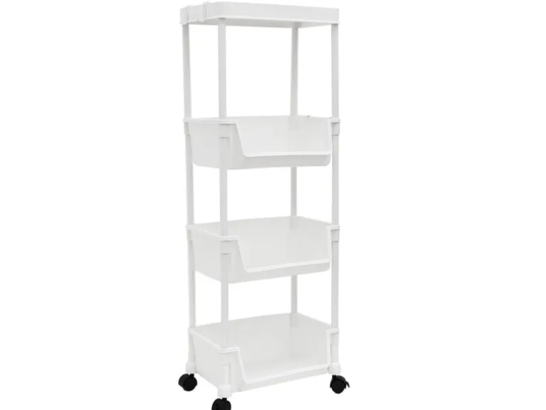 MAKLIK Küchenrollwagen mit 3 Körben 35x24x100 cm Weiß