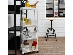 MAKLIK Küchenrollwagen mit 3 Körben 35x24x100 cm Weiß