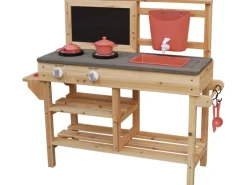 Matschküche FSC® Tanne 93 cm x 82,5 cm x 32 cm Rot-Grau-Schwarz