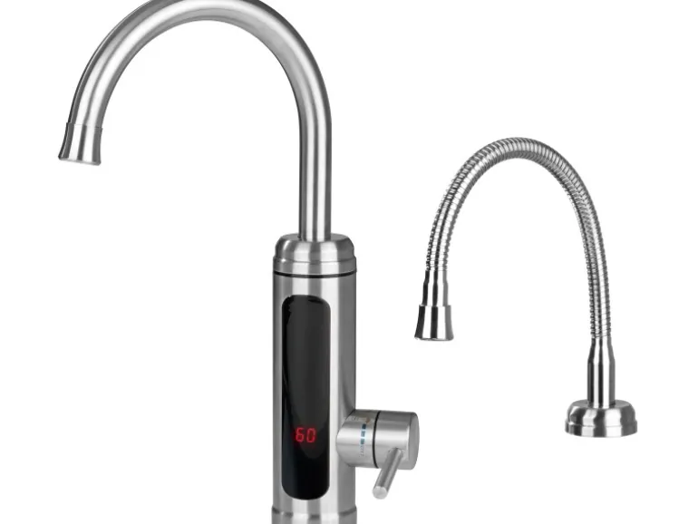 Maxxmee Warm und Kaltwasserarmatur mit integrierter Heizspirale Edelstahl 3600 W