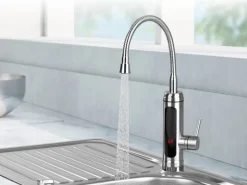 Maxxmee Warm und Kaltwasserarmatur mit integrierter Heizspirale Edelstahl 3600 W