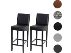 MCW Barhocker C33 2er-Set Schwarz Matt Dunkle Beine Kunstleder