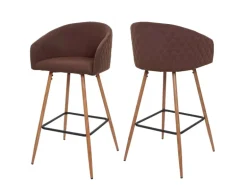MCW Barhocker D72 2er-Set Stoff/Textil Braun