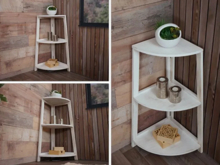 MCW Eckregal K44 Shabby Weiß