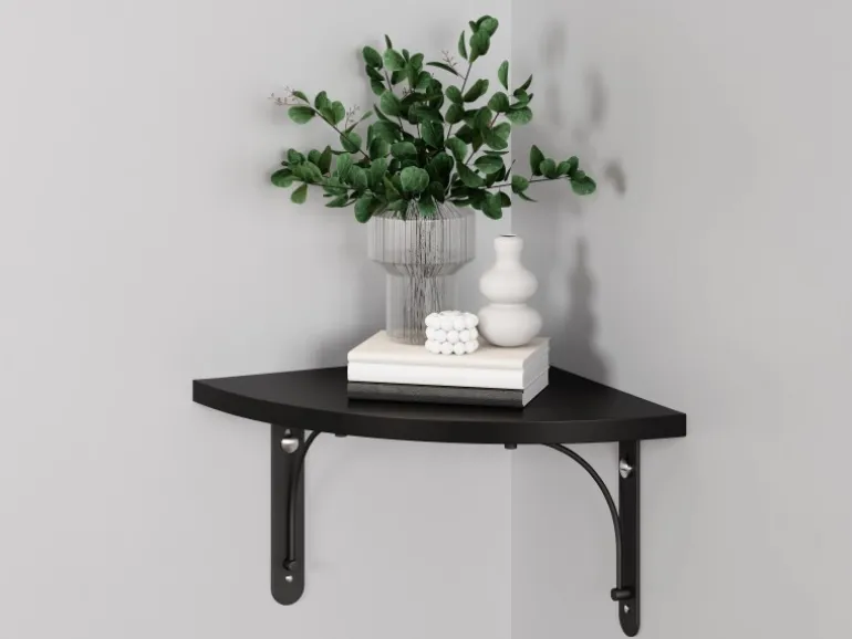 MDF-Eckregal Oldham 1,8 cm x 30 cm x 30 cm Mattschwarz