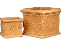 Mein-Pflanztopf  Blumentopf Venedig Quadratisch Mediterran Verziert Kunststoff Impruneta 25 x 25 cm