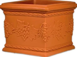 Mein-Pflanztopf  Blumentopf Venedig Quadratisch Mediterran Verziert Kunststoff Terrakotta 35 x 35 cm