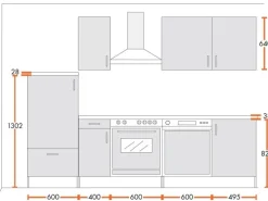 Menke Küchenzeile 270 cm Weiß Hochglanz Sonoma-Eiche Nachbildung