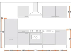 Menke Küchenzeile Classic 280 cm Weiß Melamin-Sonoma Eiche Nachbildung
