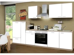 Menke Küchenzeile Classic 310 cm Weiß Melamin-Sonoma Eiche Nachbildung